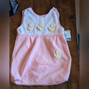 Vintage Pink Baby Ducks Sleeveless Sleep Sack/ 6-9 Months/ Nwt
